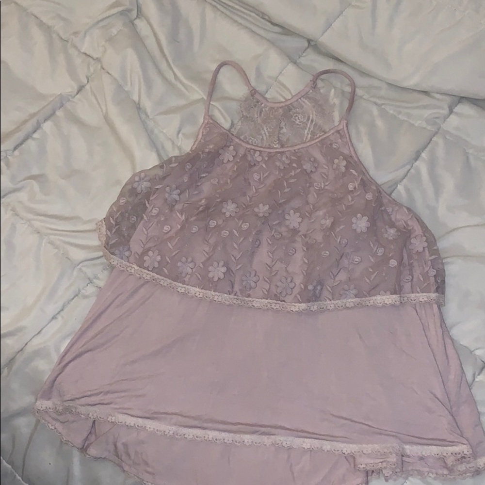 Medium lace light mauve pol tank top